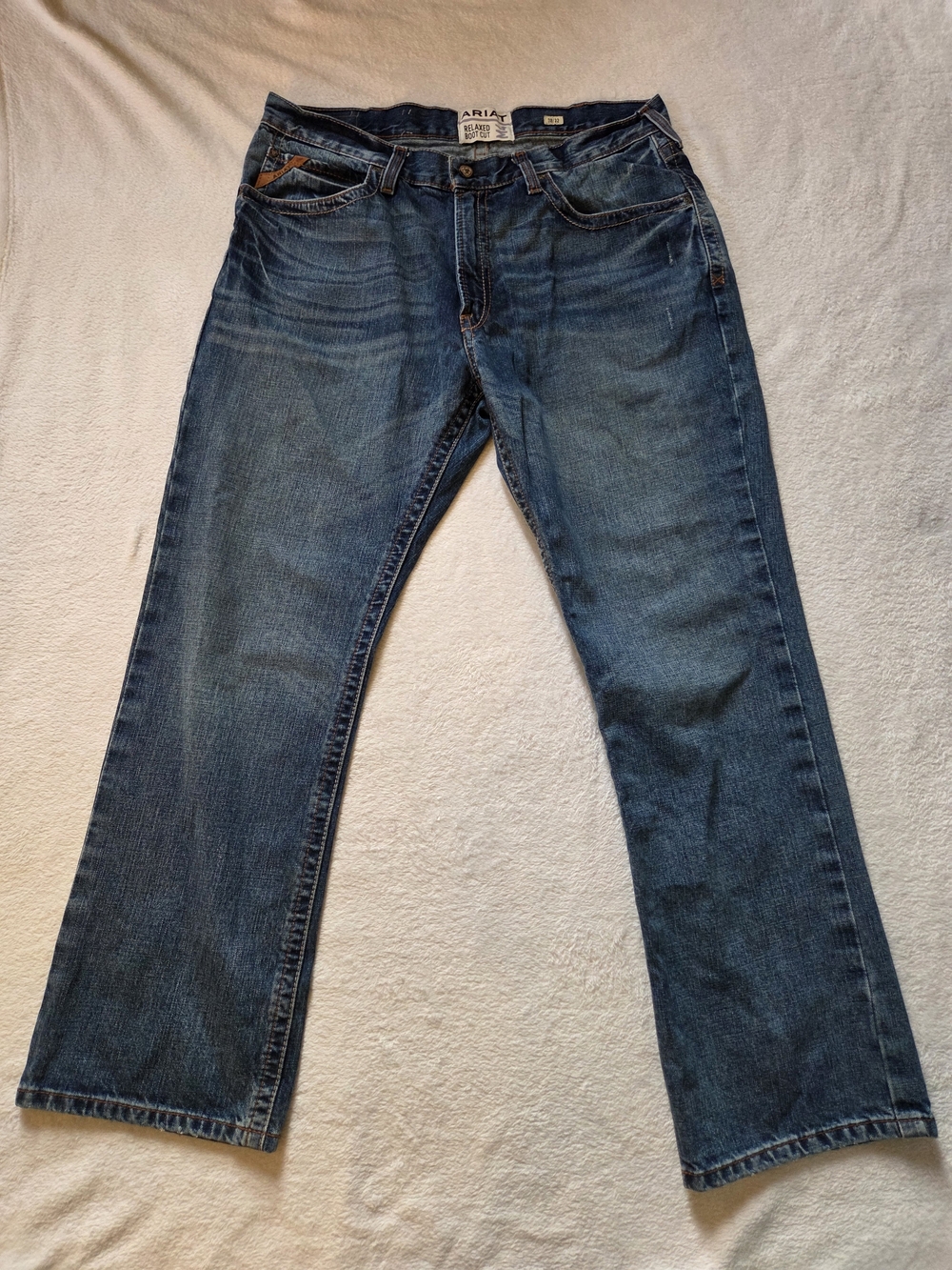 Ariat M4 Relaxed Bootcut Jeans 38x32 Medium Wash Western Workwear Cowboy Denim